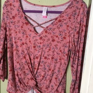 No Boundaries pink floral cropped 3/4 never worn